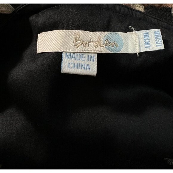 Boden Sz 10 Black 100% WOOL Ruffled Floral Print Sheath Shift Dress - Picture 6 of 8